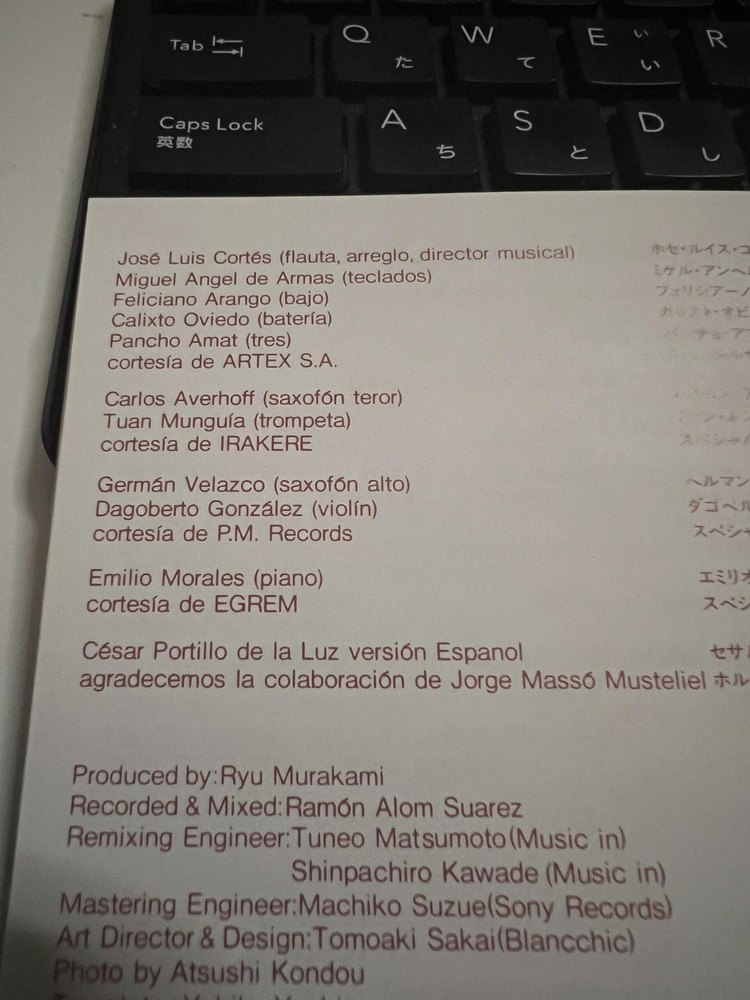 The back cover of the CD “The Man” who called “TOSCO,” listing the personnel and credits.