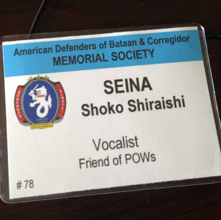 SEINA — Vocalista, Amiga de los Prisioneros de Guerra — Sociedad Memorial ADBC #78